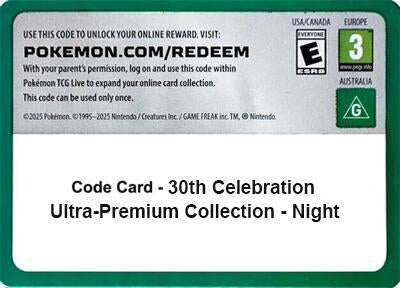 Image for Code Card - 30th Celebration Ultra-Premium Collection - Night (30C) - Pokemon